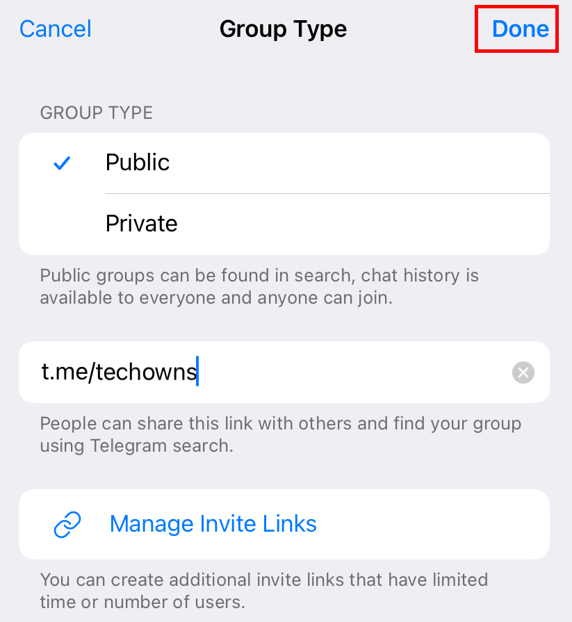 Edit Telegram Private Group Link