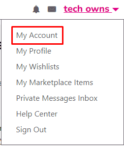 Select the My Account option from the menu list.