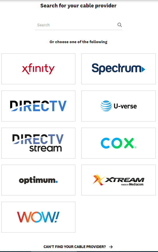 Choose your TV Provider