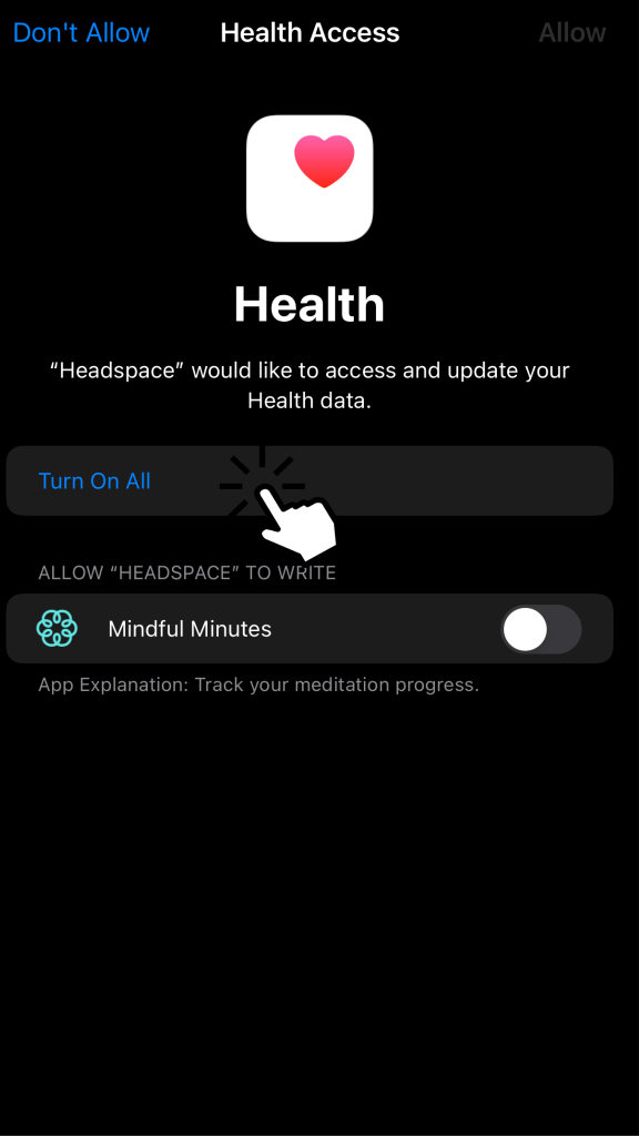 Click Turn On All to use Headspace app on your Apple Watch