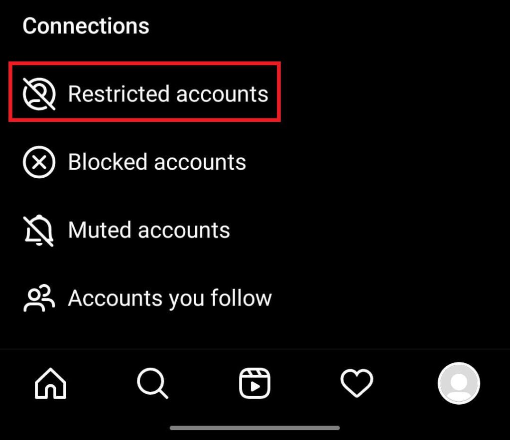 click on the Restricted Accounts option.