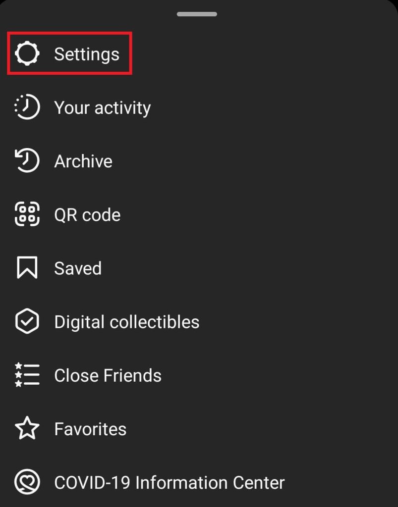 Select the Settings option