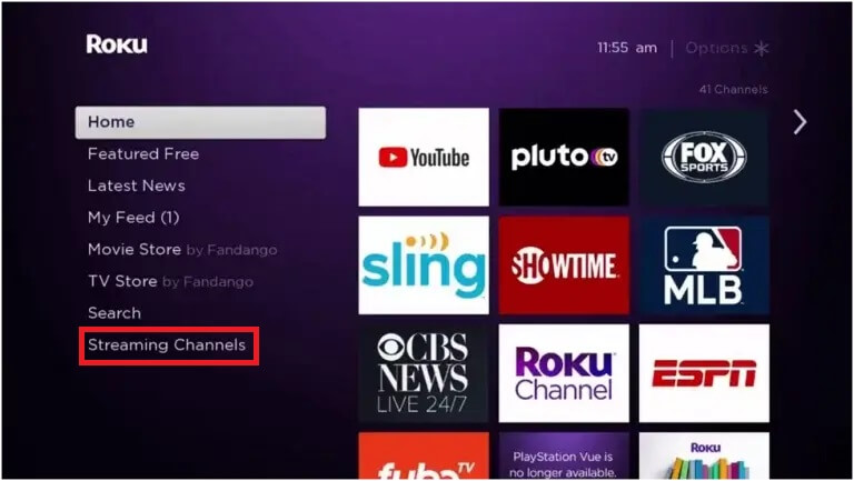 select the Streaming Channels