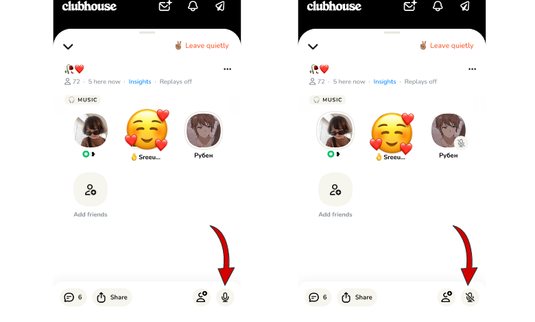 Mute and unmute voice on Clubhouse