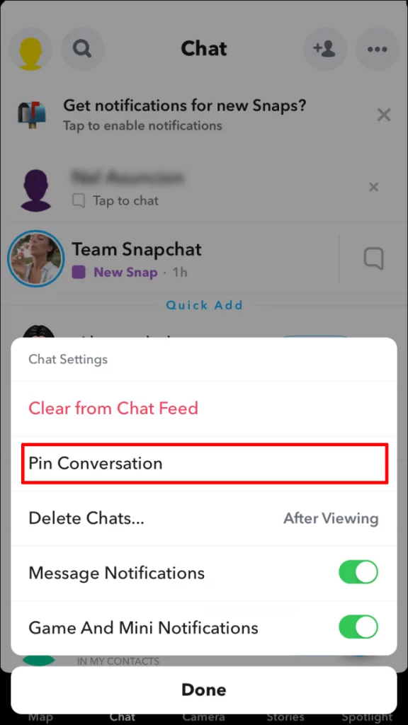 Pin conversation