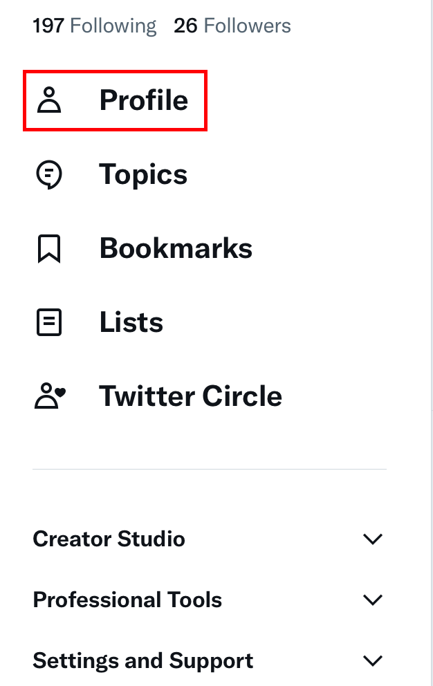 Twitter Profile Menu