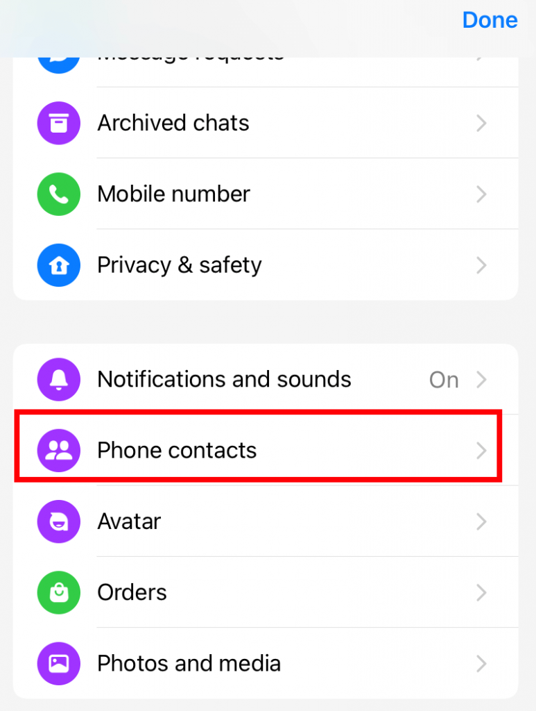 click on the Phone contacts option
