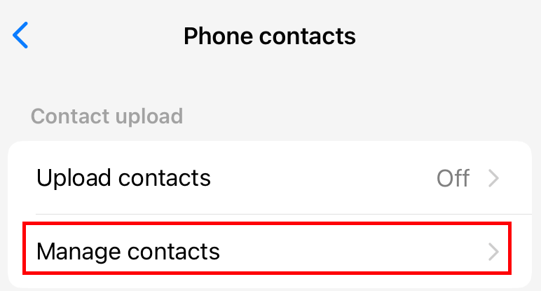 click on the Manage contact option