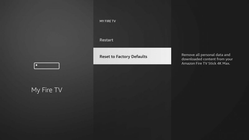 Tap Reset to Factory Defaults