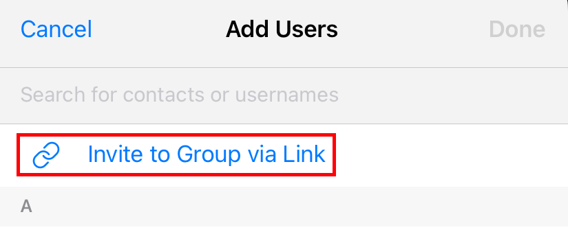 Click on Invite to Group via Link