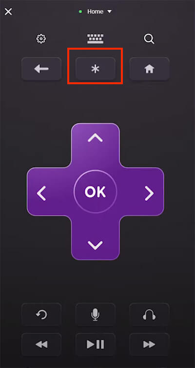 Hit on the Asterisk icon to Turn Off Voice on Roku