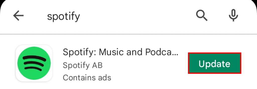  Click Update to Update Spotify