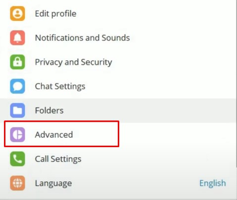 Advanced settings to update Telegram