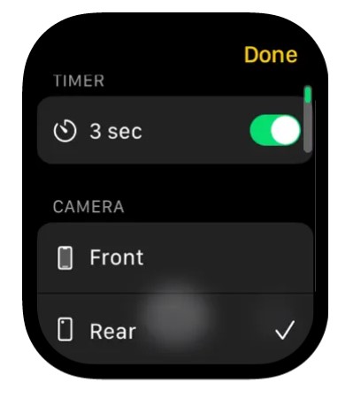 Rear and Front option on Apple Watch