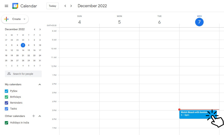 Choose your mooting that you want to cancel on Google Calendar