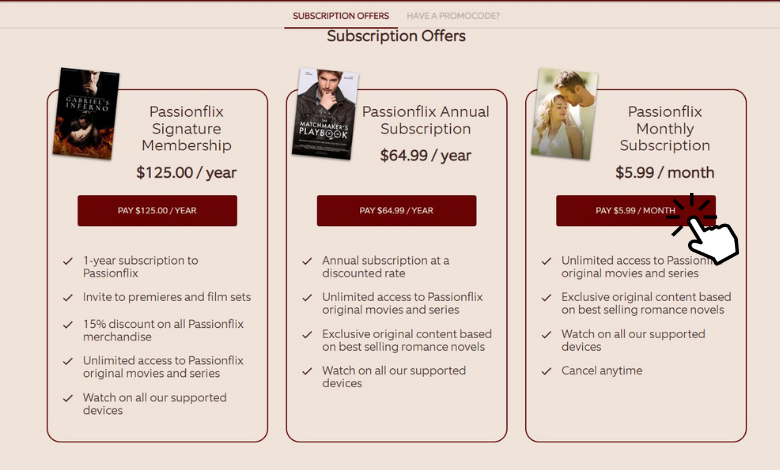 Choose your Passionflix membership plan