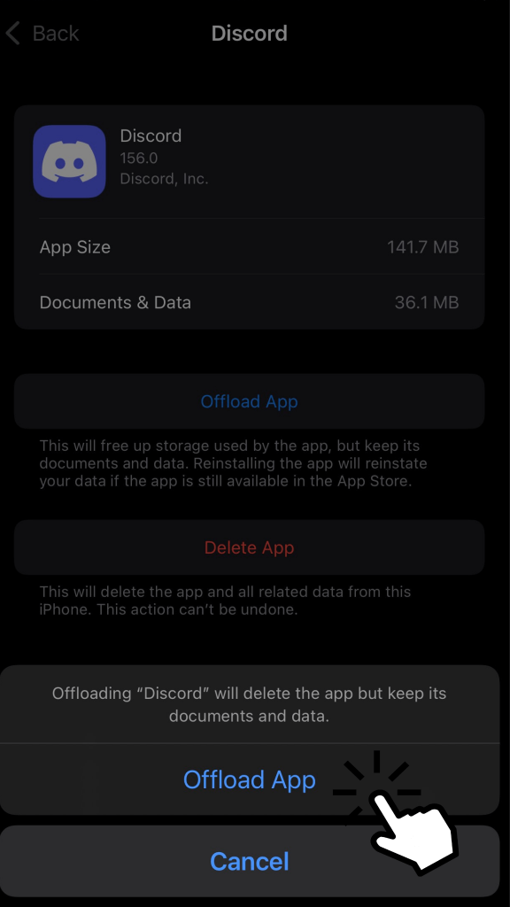 Click Offload App on your iPhone