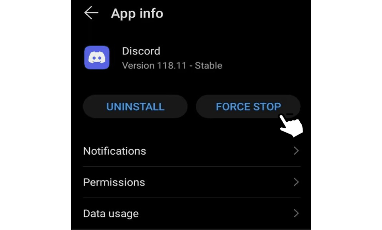 Click Force Stop and restart Discord on your Android