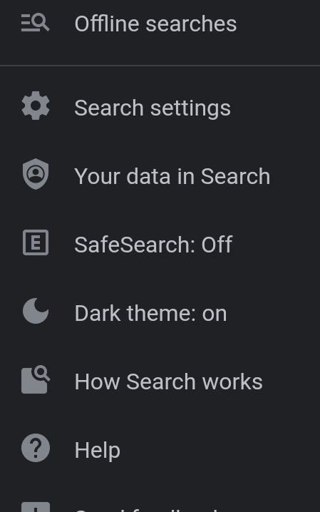 Search settings on Chrome