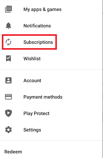 Select Payments & Subscriptions → Subscriptions