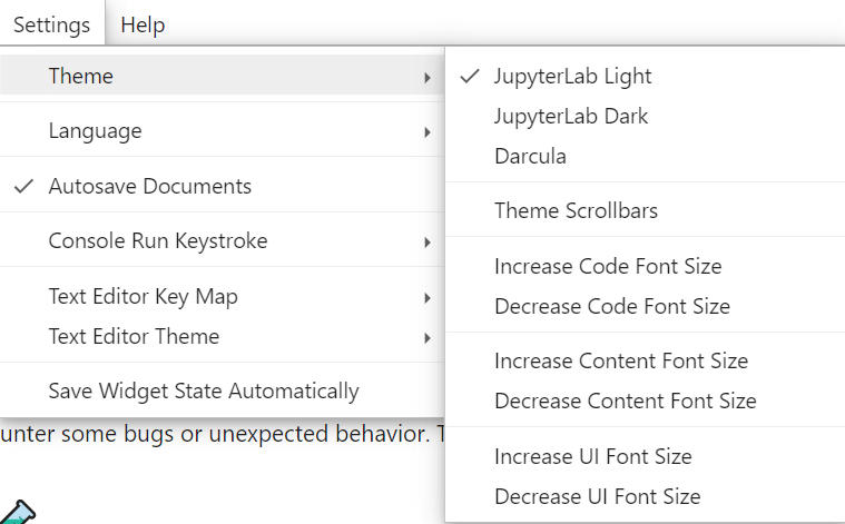 choose the JupyterLab Dark option