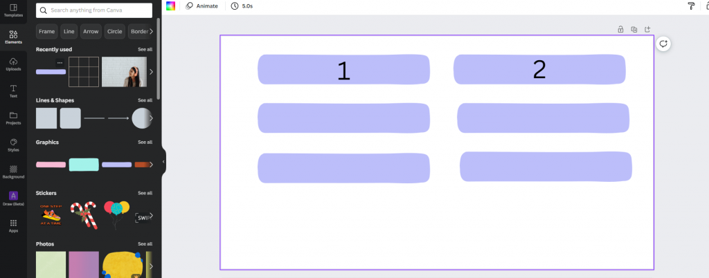 Make a Table using rectangle box. 