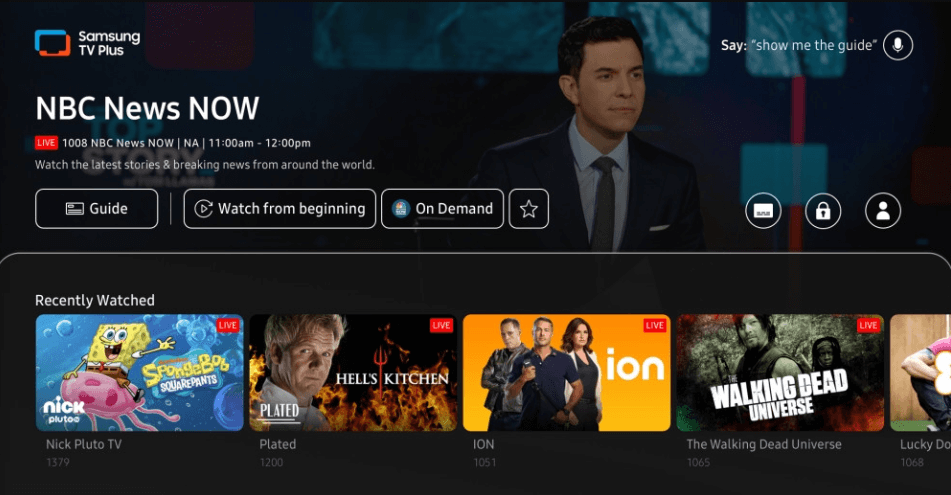 Watch NBC using Samsung TV Plus. 