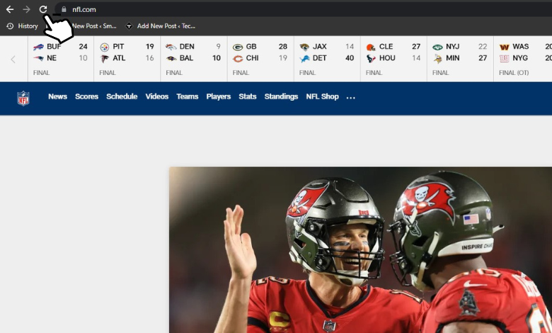 Click the reload icon to refresh NFL page