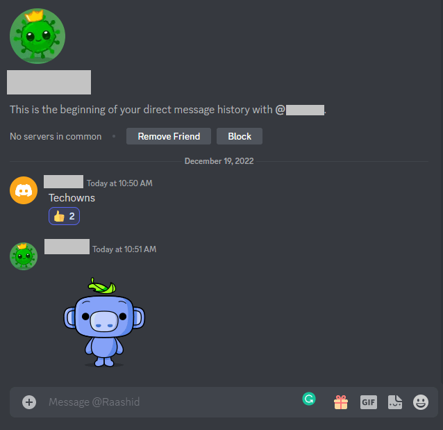 choose the message you would like to react to on Discord