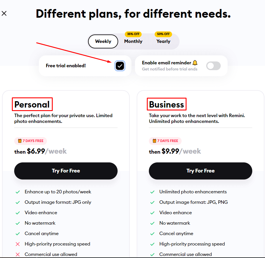 Choose subscription plan