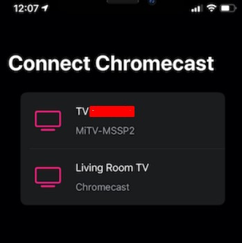 Select your Chromecast name