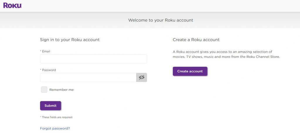 Login Roku website