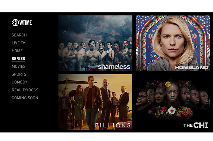 launch the Showtime app on your Samsung Smart TV.