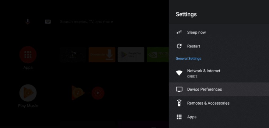 Android TV settings