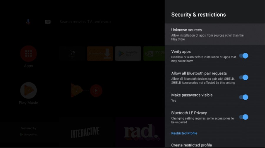 Unknowns sources on Android TV