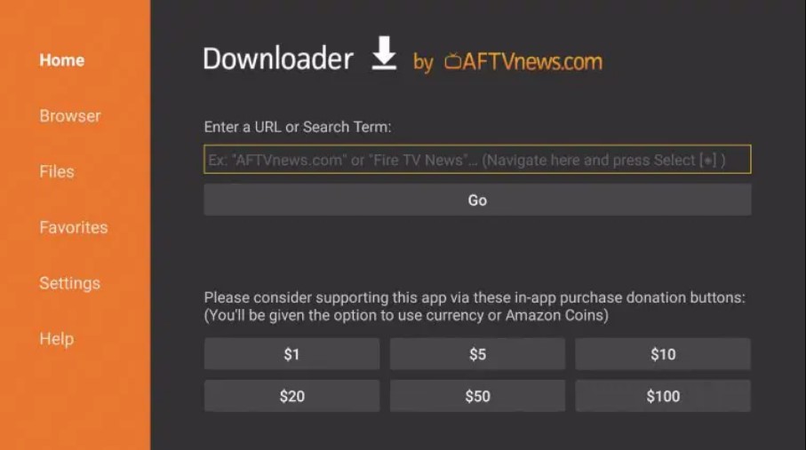 Downloader app on Firestick to download Solid Streamz Apk