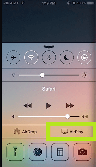 Click on the AirPlay icon on your iPhone. 