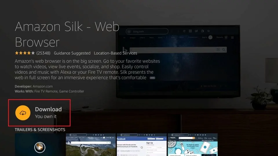 Download Silk Browser on Firestick