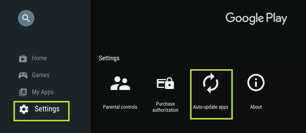 Click on the Settings icon in the Google Play Store. 
