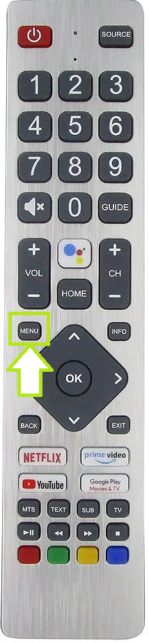Press the Menu button on your Sharp TV remote. 