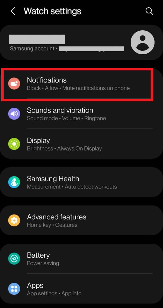 select the Notifications