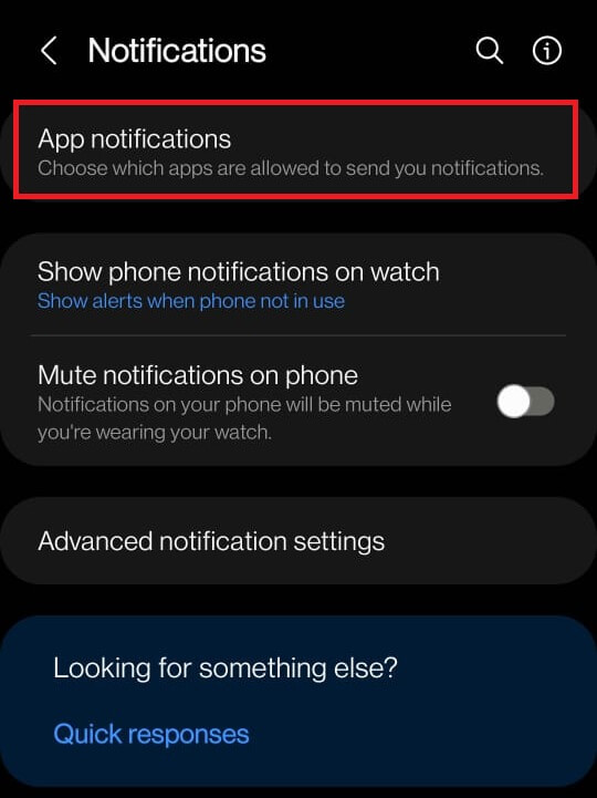 tap on the App notification option