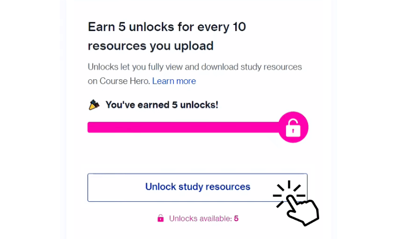 Navigate Unlock Study Resources section