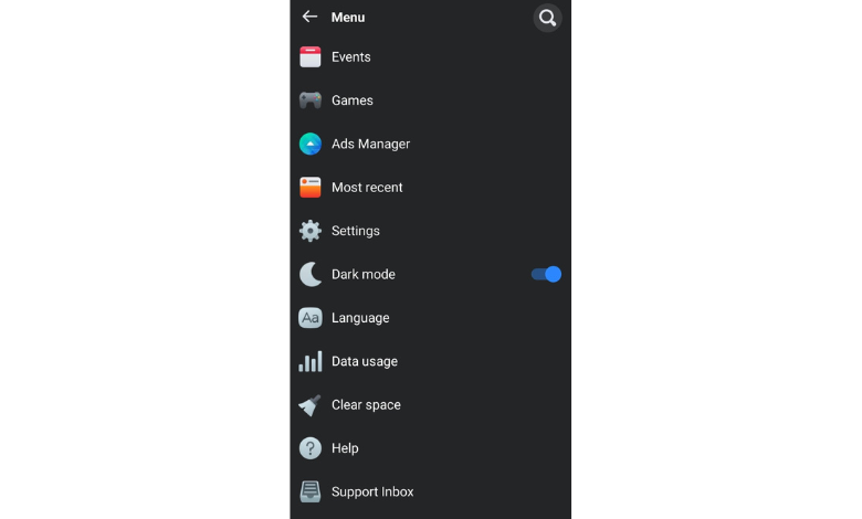 Facebook Lite dark mode