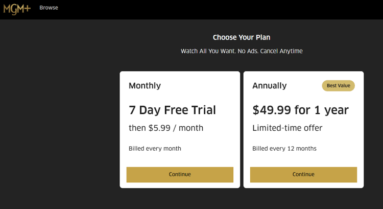 Choose your subscription plan