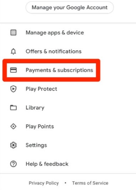 Cancel subscription via Play Store