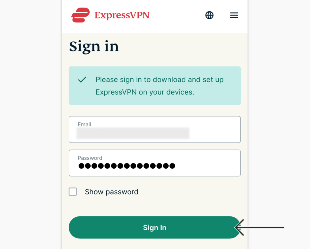 Sign in to your VPN account