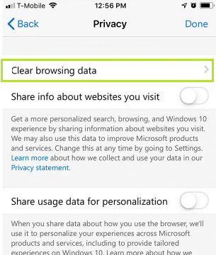 Click on Clear Browsing Data to delete the cache in iPhone. 