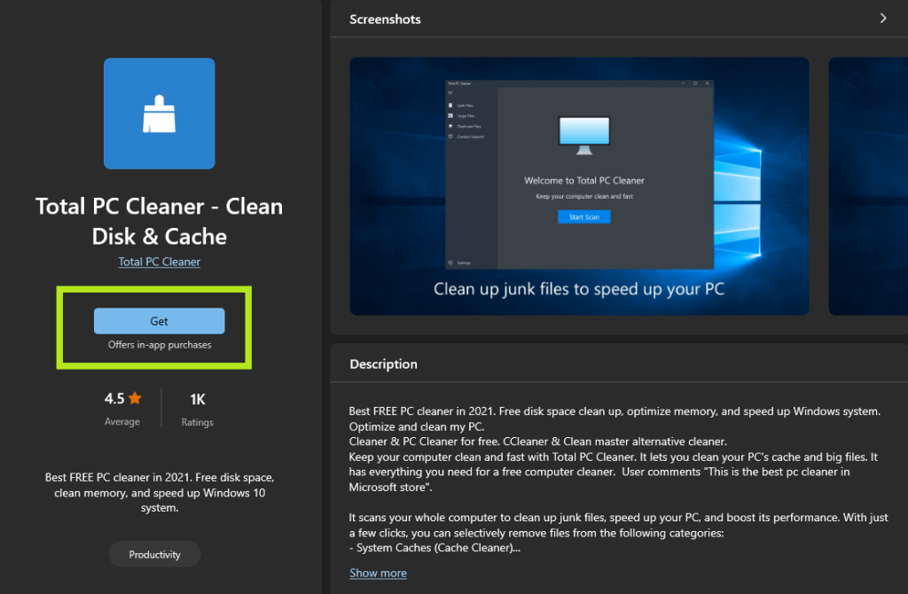 Install Total PC Cleaner on Windows. 
