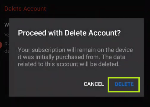 Click on Delete and confirm the process. 
